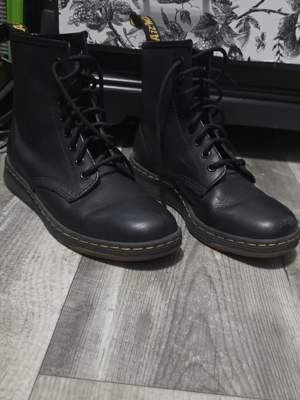 Dr. Martens Black Leather 8‑Eye Combat Boots (Pretty Sure They Are Fakes) Comfy